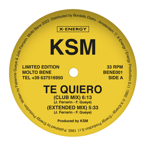 KSM - Te Quiero / I Love You - Artists KSM Genre Deep House, Italo Release Date 31 Oct 2022 Cat No. BENE001 Format 12" Vinyl - Molto Bene - Molto Bene - Molto Bene - Molto Bene - Vinyl Record
