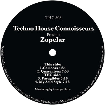 Zopelar - THC 303 [Purple Vinyl] (Vinyl) - Zopelar - THC 303 [Purple Vinyl] (Vinyl) - Techno House Connoisseurs proudly present Zopelar. This brilliant Brazilian artist has been turning out quality release after quality release on labels like Apron, Soul Vinly Record
