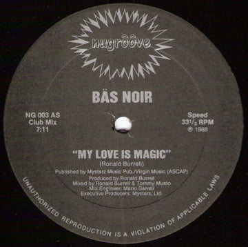 Bas Noir - My Love Is Magic Vinyl Vinly Record