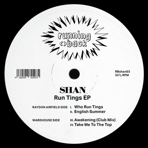 Shan - Run Tings - Artists Shan Genre Deep House Release Date 25 Nov 2022 Cat No. rbshan-03 Format 12" Vinyl - Running Back - Running Back - Running Back - Running Back - Vinyl Record