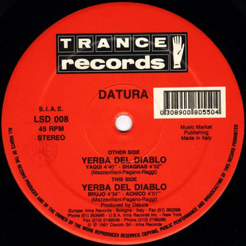 Datura - Yerba Del Diablo Vinyl Vinly Record