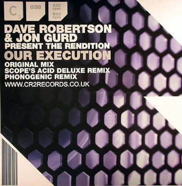 Dave Robertson & Jon Gurd Present The Rendition - Our Execution Vinyl Vinly Record