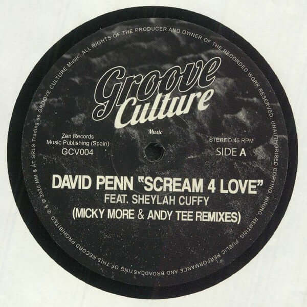 David Penn - Scream 4 Love (Micky More & Andy Tee Remixes) Vinyl