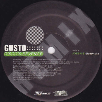 Gusto - Disco's Revenge Vinyl Vinly Record