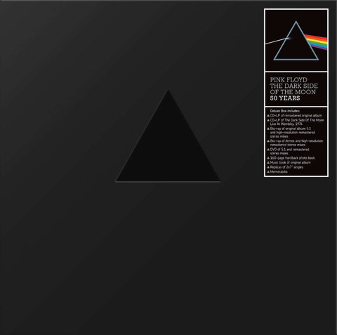 Pink Floyd - The Dark Side Of The Moon 50th Anniversary (Boxset) - Artists Pink Floyd Genre Psychedelic Rock, Reissue Release Date 24 Mar 2023 Cat No. 0190296203671 Format Boxset includes 2 x 12" Vinyl, 2 x 7" Vinyl, 2 x CD, 2 x Blu-Ray DVD, 1 x DVD, 2 x - Vinyl Record