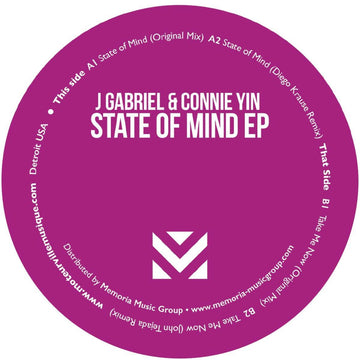 J Gabriel & Connie Yin (incl. Diego Krause & John Tejada remixes) - State Of Mind Vinyl Vinly Record