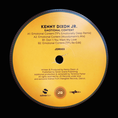 Kenny Dixon Jr. ‎- Emotional Content (Vinyl) - Kenny Dixon Jr. ‎- Emotional Content - This version was never officially released and available, only some promotional copies were handed out to selected DJ'S and press. B2 track "Emotional Content (TP's Re-E - Vinyl Record