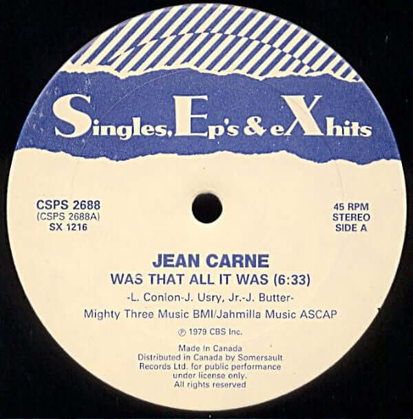 Jean Carne / Sharon Ridley - Was That All It Was / Changin Vinyl