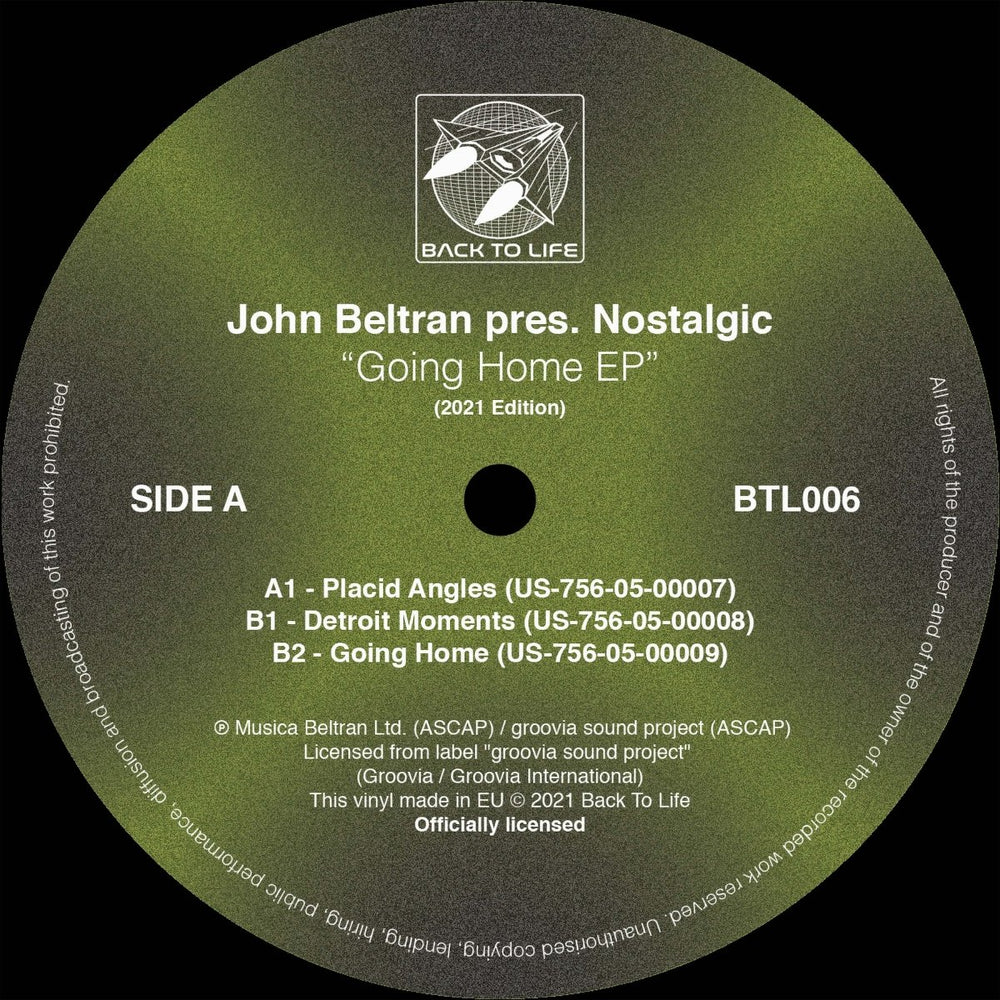John Beltran pres. Nostalgic - Going Home EP (2021 Edition) [Coloured Vinyl - Ltd. 150 Copies] Vinyl