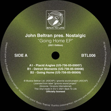 John Beltran pres. Nostalgic - Going Home EP (2021 Edition) [Coloured Vinyl - Ltd. 150 Copies] Vinyl Vinly Record