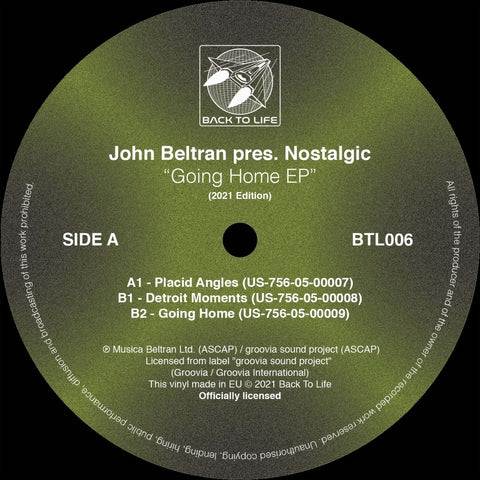 John Beltran pres. Nostalgic - Going Home EP (2021 Edition) [Coloured Vinyl - Ltd. 150 Copies] Vinyl - Vinyl Record