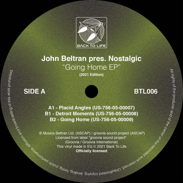John Beltran pres. Nostalgic - Going Home EP (2021 Edition) [Coloured Vinyl - Ltd. 150 Copies] Vinyl