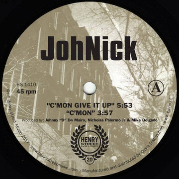 JohNick - 'Cmon Give It Up' Vinyl Vinyl Vinly Record