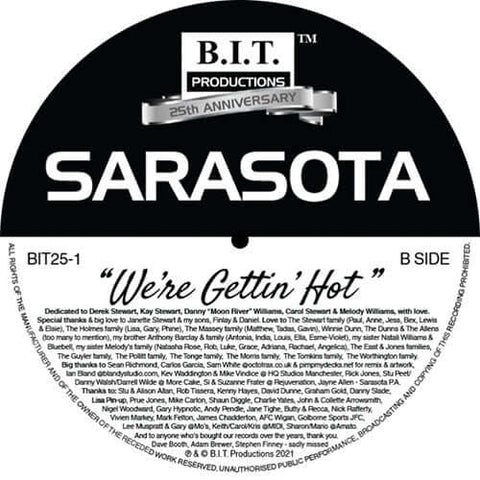 Sarasota - We're Gettin Hot - Artists Sarasota Genre House, Banger Release Date 26 May 2023 Cat No. BIT251.1 Format 12" Vinyl - B.I.T. Productions - B.I.T. Productions - B.I.T. Productions - B.I.T. Productions - Vinyl Record