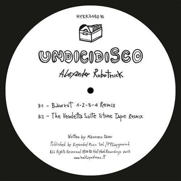 Alexander Robotnick - Undicidisco Remix - Artists Alexander Robotnick Genre Italo-Disco, Nu-Disco Release Date 7 Apr 2023 Cat No. HYR7190 Format 12