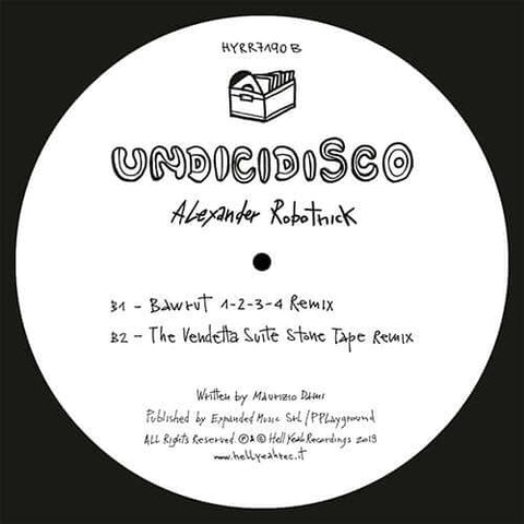 Alexander Robotnick - Undicidisco Remix - Artists Alexander Robotnick Genre Italo-Disco, Nu-Disco Release Date 7 Apr 2023 Cat No. HYR7190 Format 12" Vinyl - Hell Yeah Recordings - Vinyl Record