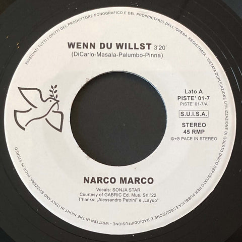 Narco Marco - 'Wenn Du Willst' Vinyl - Artists Narco Marco Genre Italo Disco, Synth-Pop Release Date 2 Aug 2022 Cat No. PISTE' 01-7 Format 7" Vinyl - Pace In Stereo - Pace In Stereo - Pace In Stereo - Pace In Stereo - Vinyl Record