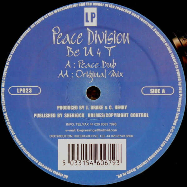 Peace Division - Be U 4 T Vinyl