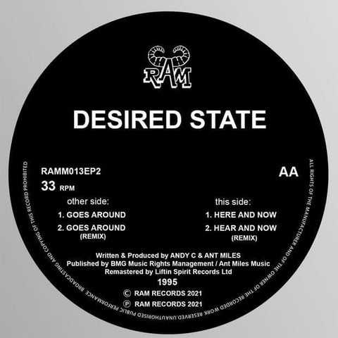 Desired State - Goes Around - Artists Desired State Genre Jungle, Drum N Bass Release Date 17 December 2021 Cat No. RAMM013EP2 Format 12" Vinyl - Liftin Spirit / Ram Records - Vinyl Record