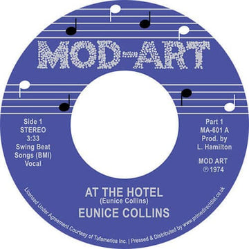 Eunice Collins - At The Hotel - Artists Eunice Collins Genre Soul, Reissue Release Date 17 Jun 2022 Cat No. MA601 Format 7
