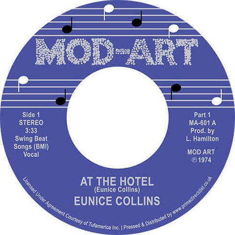 Eunice Collins - At The Hotel - Artists Eunice Collins Genre Soul, Reissue Release Date 17 Jun 2022 Cat No. MA601 Format 7" Vinyl - MOD-ART - MOD-ART - MOD-ART - MOD-ART - Vinyl Record