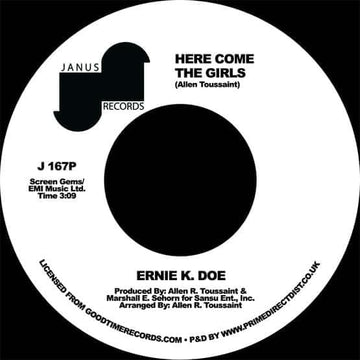Ernie K. Doe - Here Come The Girls / Back Street Lover - Most people will remember the Boots advert from 2007 which used Ernie K. Doe's infectious funky 'Here Come The Girls' and caused a surge of new interest... - Janus Vinly Record