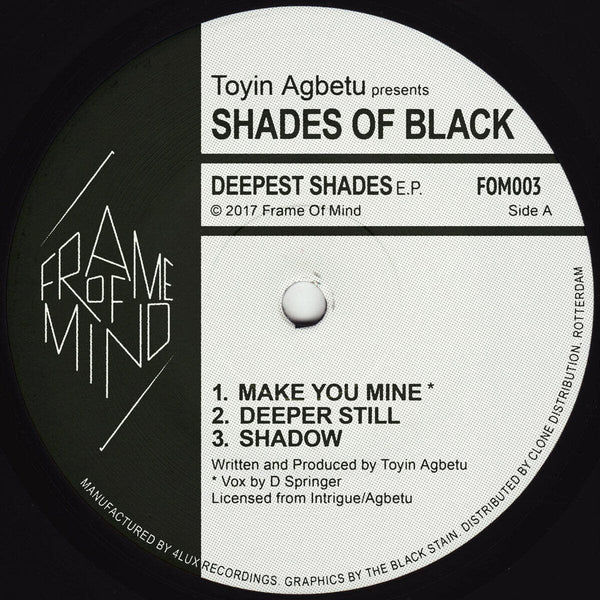 Toyin Agbetu Presents Shades Of Black - Deepest Shades [Warehouse Find] Vinyl