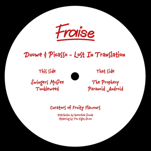 Duowe & Picasso - Lost in Translation - Artists Duowe Picasso Genre Tech House, 2-Step Release Date 16 Dec 2022 Cat No. STRWB007 Format 12" Vinyl - Fraise Records - Fraise Records - Fraise Records - Fraise Records - Vinyl Record