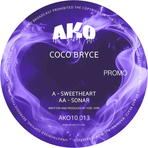 Coco Bryce - 'Sweetheart' Vinyl - Artists Coco Bryce Genre Jungle, Drum N Bass Release Date 6 Jul 2022 Cat No. AKO10-013 Format 10" Vinyl - AKO Beatz - AKO Beatz - AKO Beatz - AKO Beatz - Vinyl Record