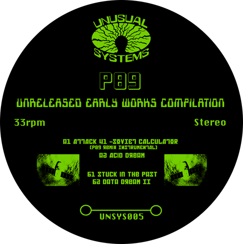 P89 - Unreleased Early Works Compilation [2xLP] (Vinyl) - P89 - Unreleased Early Works Compilation [2xLP] (Vinyl) - New Beat/EBM with synth pop/italo influences. Unreleased early works compilation from the lithuanian artist P89. Vinyl, 12", EP - Unusual S - Vinyl Record
