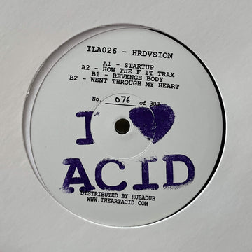 Hrdvsion - I Love Acid Twenty Six - Artists Hrdvsion Genre Acid House Release Date 9 Sept 2022 Cat No. ILA026 Format 12